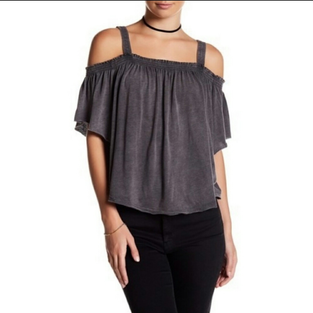 We the free people gray off‎ the shoulder top Size Xs